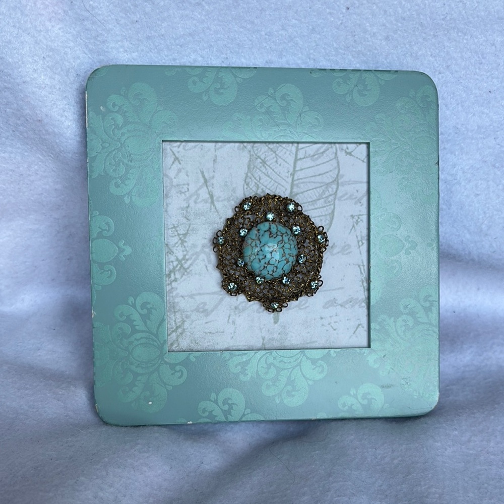 Elegant Turquoise and Gold Decorative Frame